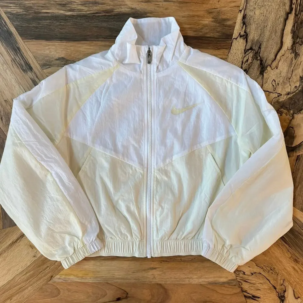 Nike Kids Crop Track Jacket Cream White Girls Youth Medium M FB1267-113